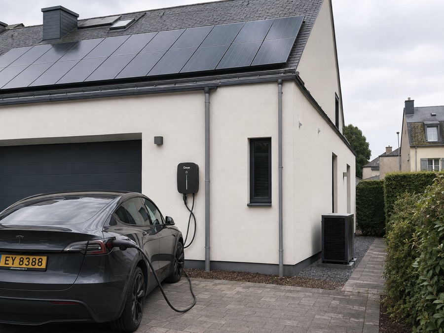 Voiture électrique en charge sur une borne murale